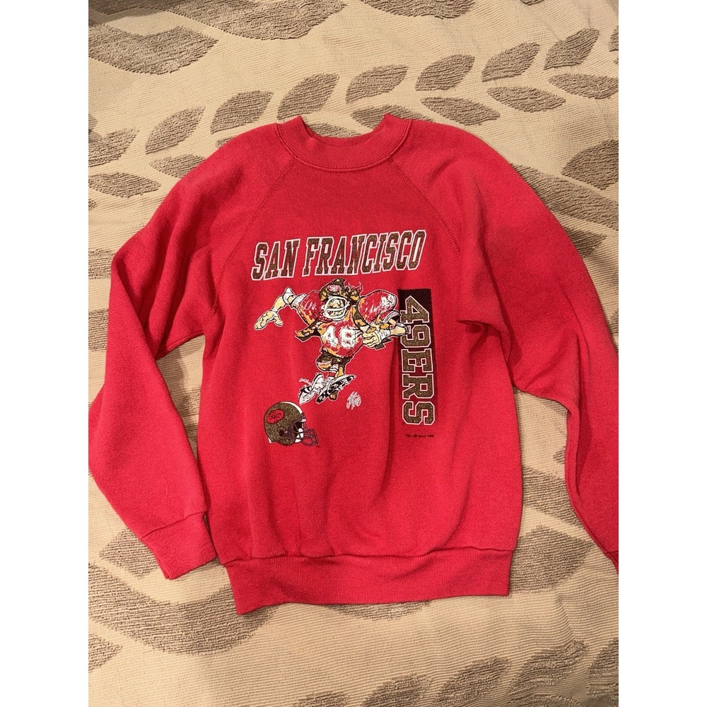 Vtg 1990's San Francisco 49ers Sweatshirt L Jack Davis Graphic Cartoon YOUTH